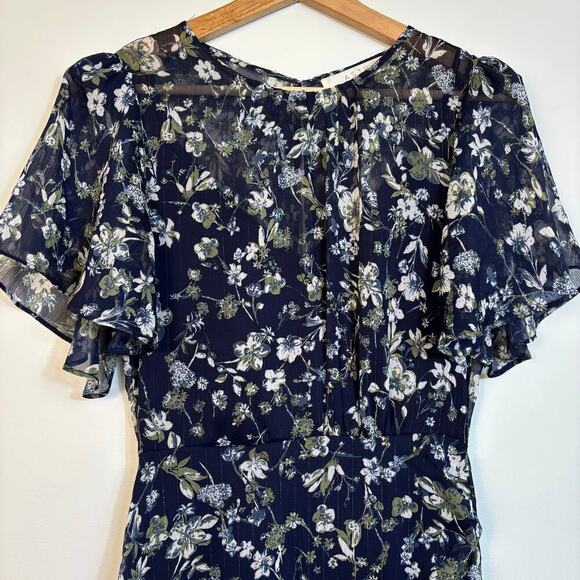 ASTR The Label Flutter Sleeve Maxi Dress Size XS Blue Green Floral Party Dinner - Picture 7 of 13